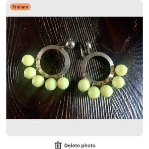 Brass and Pale Yellow Dangle Earrings